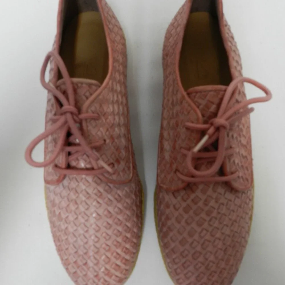 TS Woven Leather brogue oxford lace up shoes Eva sole straw trim NEW Size Sz 7